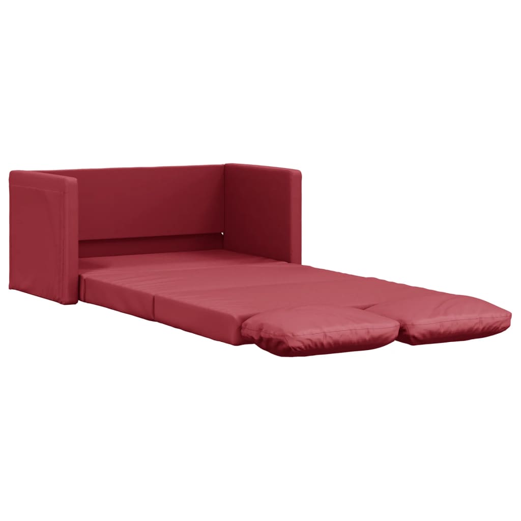 Divano Letto da Terra 2 in 1 Rosso Vino 112x174x55cm Similpelle