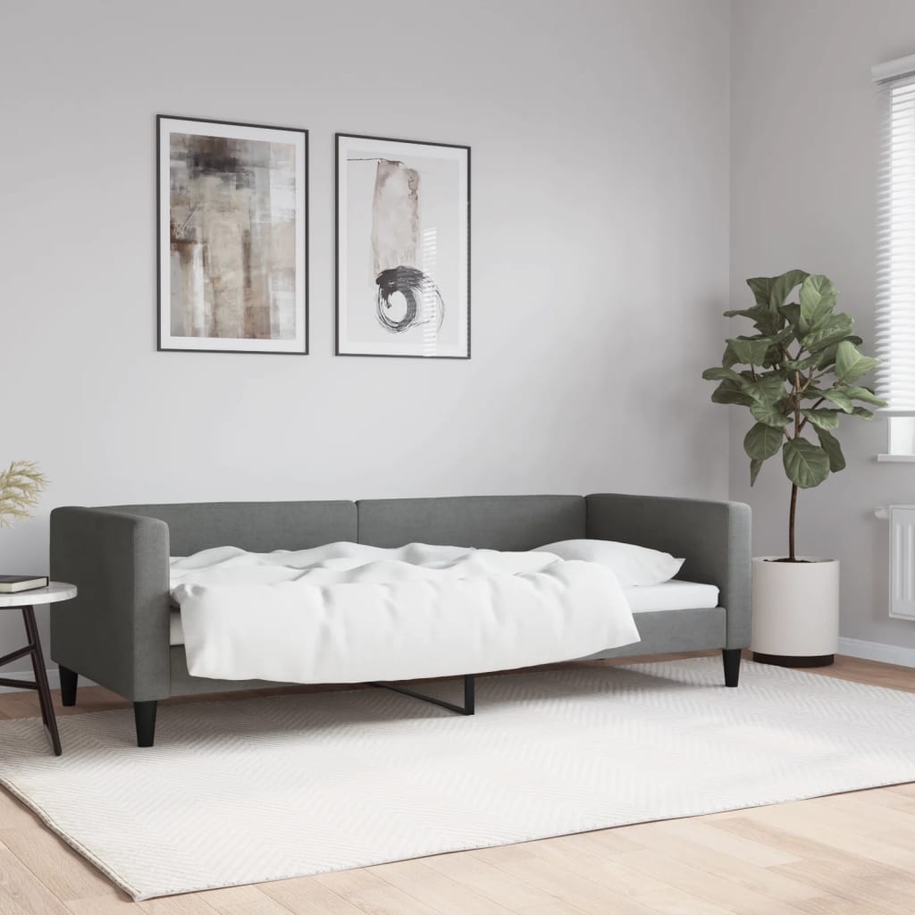 Letto da Giorno Grigio Scuro 80x200 cm in Tessuto - homemem39