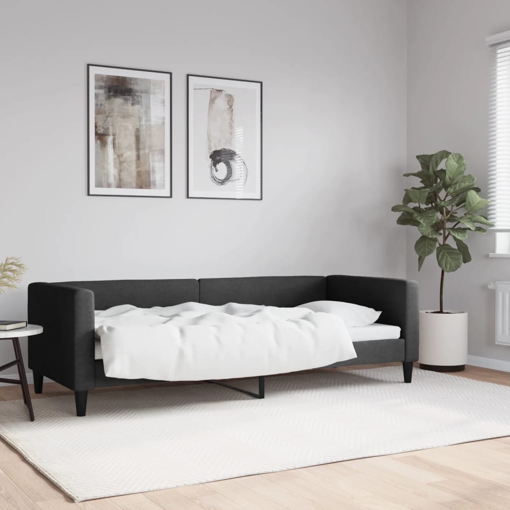 Letto da Giorno Nero 80x200 cm in Tessuto - homemem39