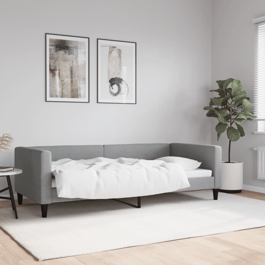Letto da Giorno Grigio Chiaro 90x200 cm in Tessuto | homemem39