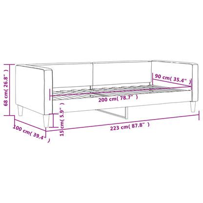 Letto da Giorno Grigio 90x200 cm in Tessuto