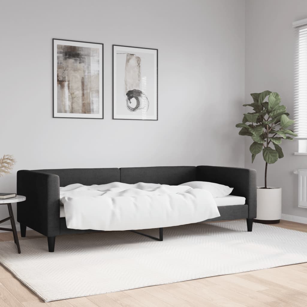 Letto da Giorno Nero 90x200 cm in Tessuto - homemem39