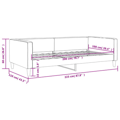 Letto da Giorno Grigio Scuro 100x200 cm in Tessuto
