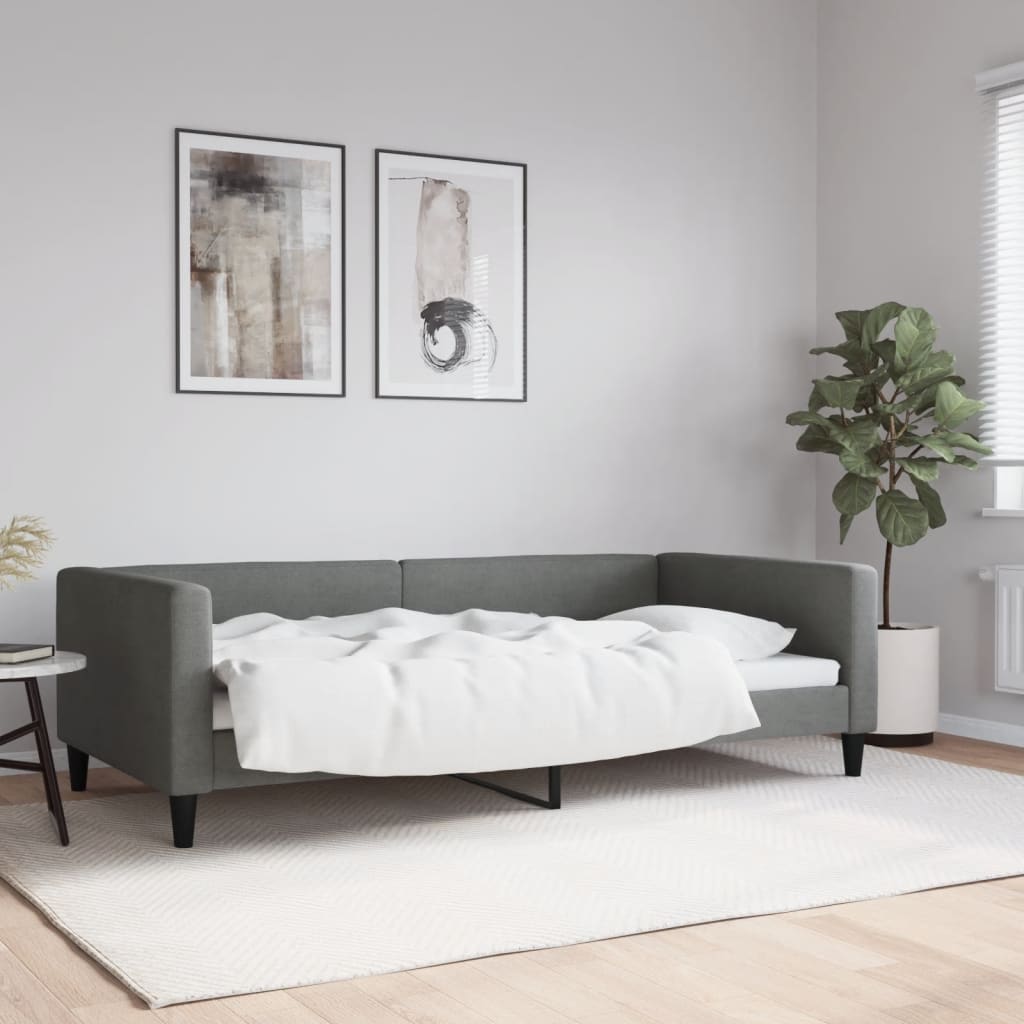 Letto da Giorno Grigio Scuro 100x200 cm in Tessuto - homemem39