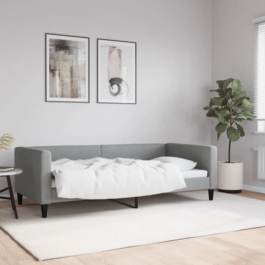 Letto da Giorno Grigio Chiaro 90x190 cm in Tessuto - homemem39