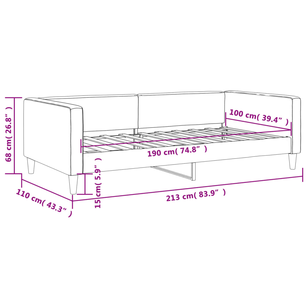 Letto da Giorno Grigio Scuro 100x190 cm in Tessuto | homemem39