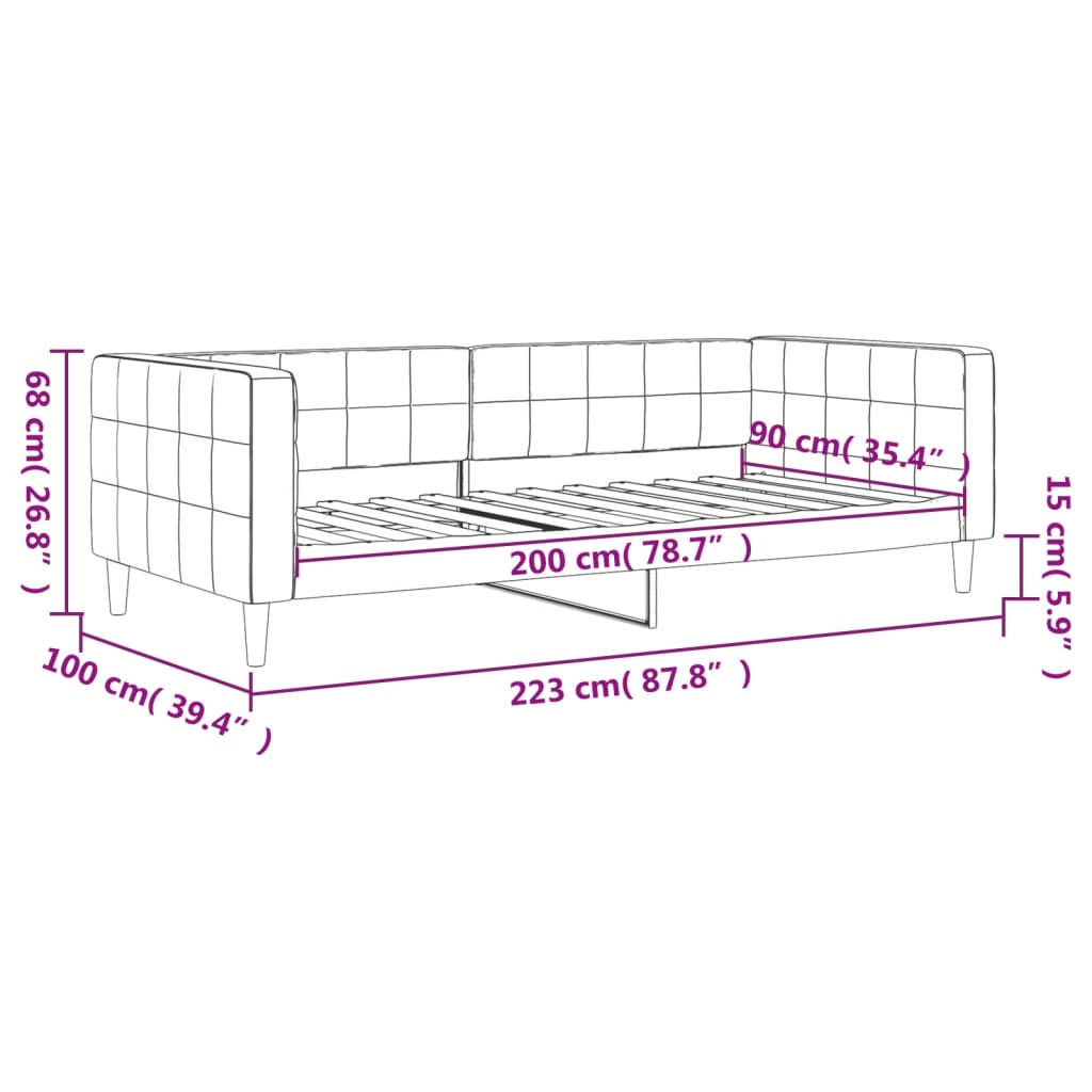 Letto da Giorno Grigio Scuro 90x200 cm in Velluto