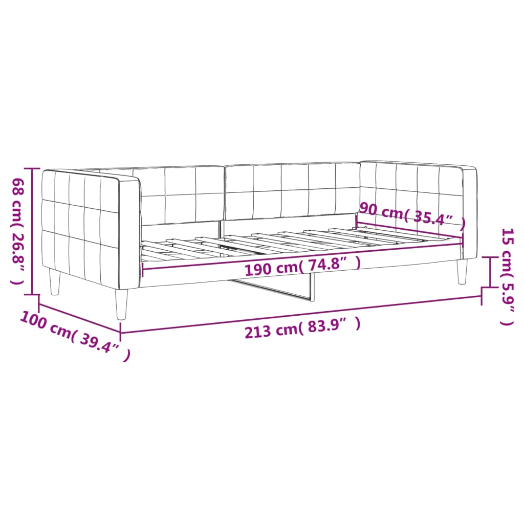 Letto da Giorno Grigio Chiaro 90x190 cm in Velluto