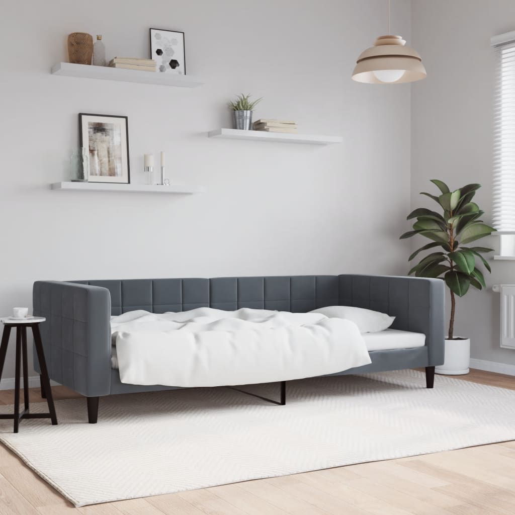 Letto da Giorno Grigio Scuro 90x190 cm in Velluto - homemem39