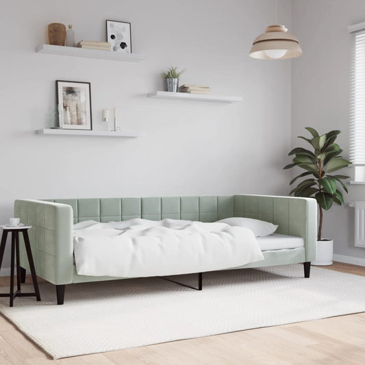 Letto da Giorno Grigio Chiaro 100x190 cm in Velluto | homemem39