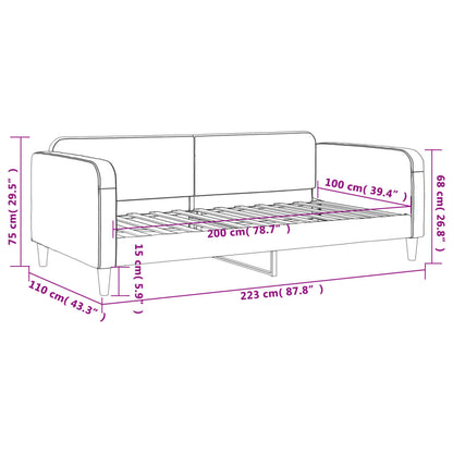 Letto da Giorno Grigio Scuro 100x200 cm in Tessuto