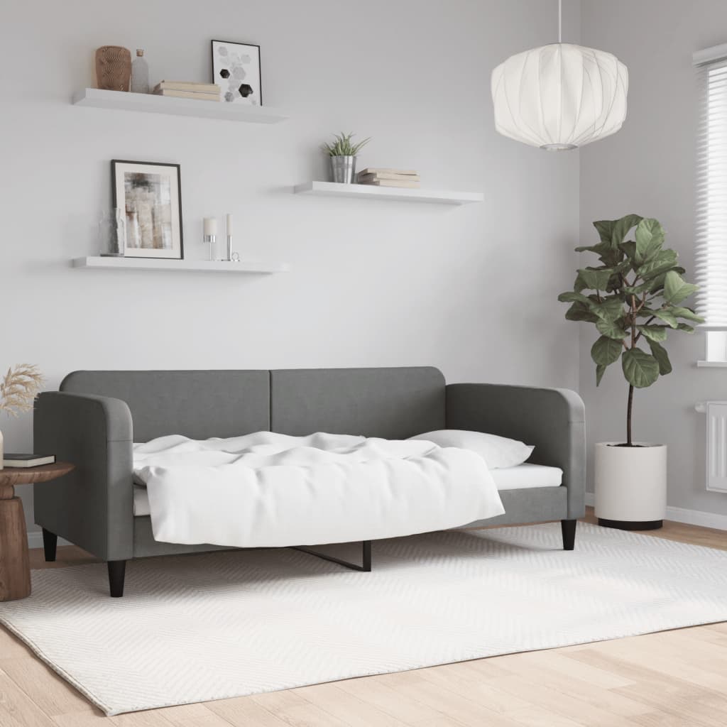 Letto da Giorno Grigio Scuro 90x190 cm in Tessuto - homemem39