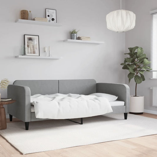 Letto da Giorno Grigio Chiaro 100x190 cm in Tessuto | homemem39