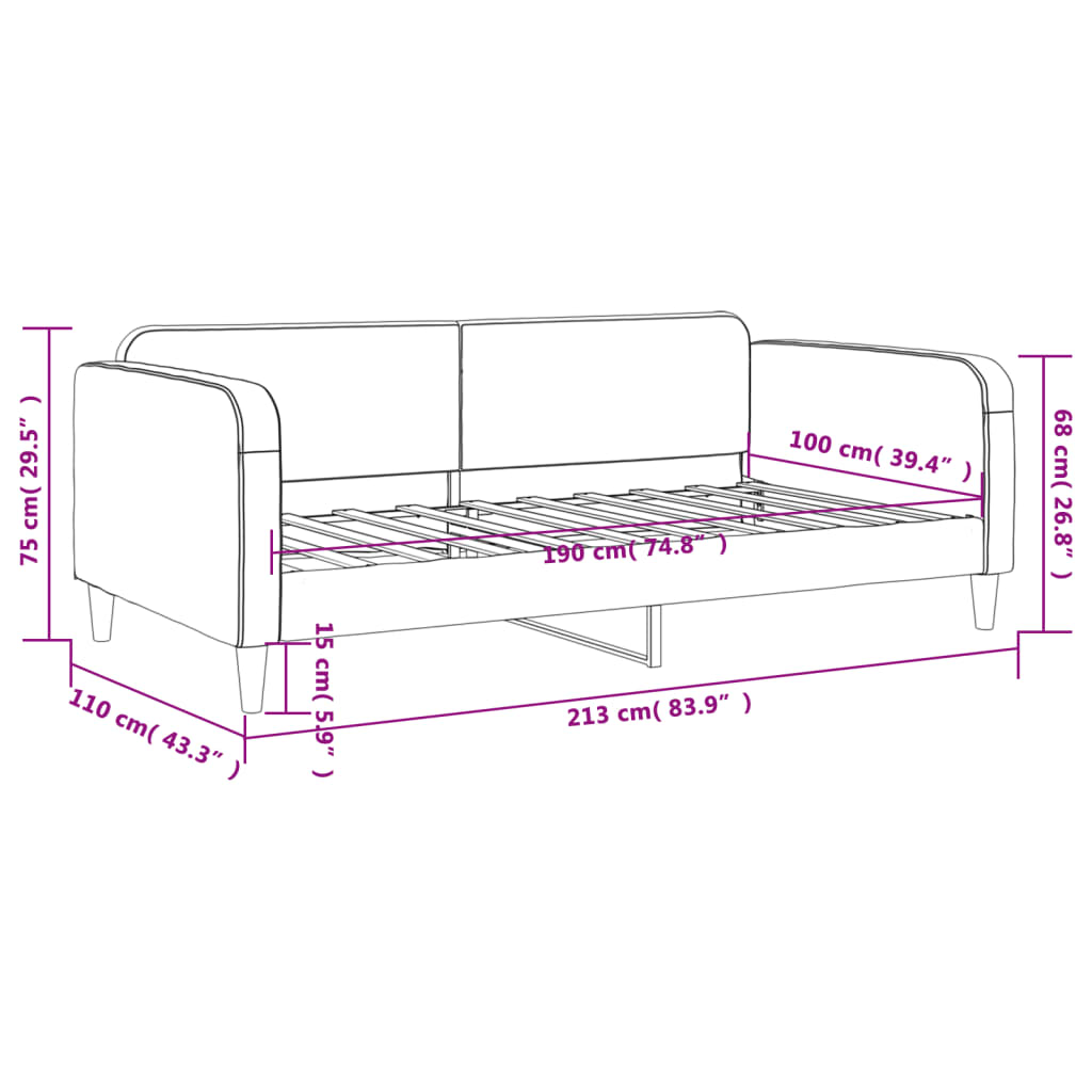 Letto da Giorno Grigio Scuro 100x190 cm in Tessuto | homemem39