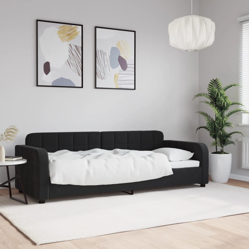 Letto da Giorno Nero 80x200 cm in Velluto | homemem39