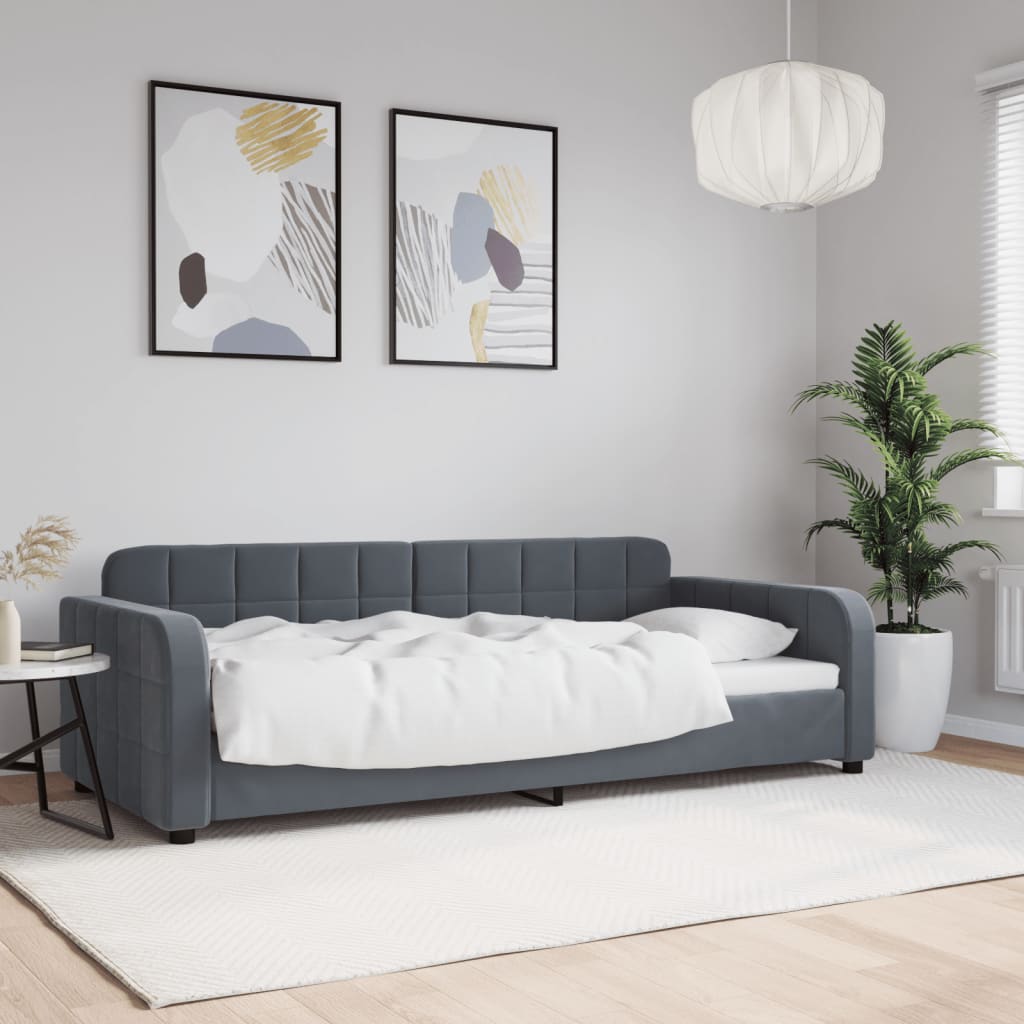 Letto da Giorno Grigio Scuro 90x200 cm in Velluto - homemem39