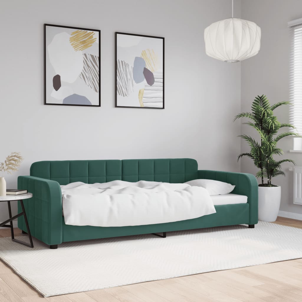 Letto da Giorno Verde Scuro 90x200 cm in Velluto - homemem39
