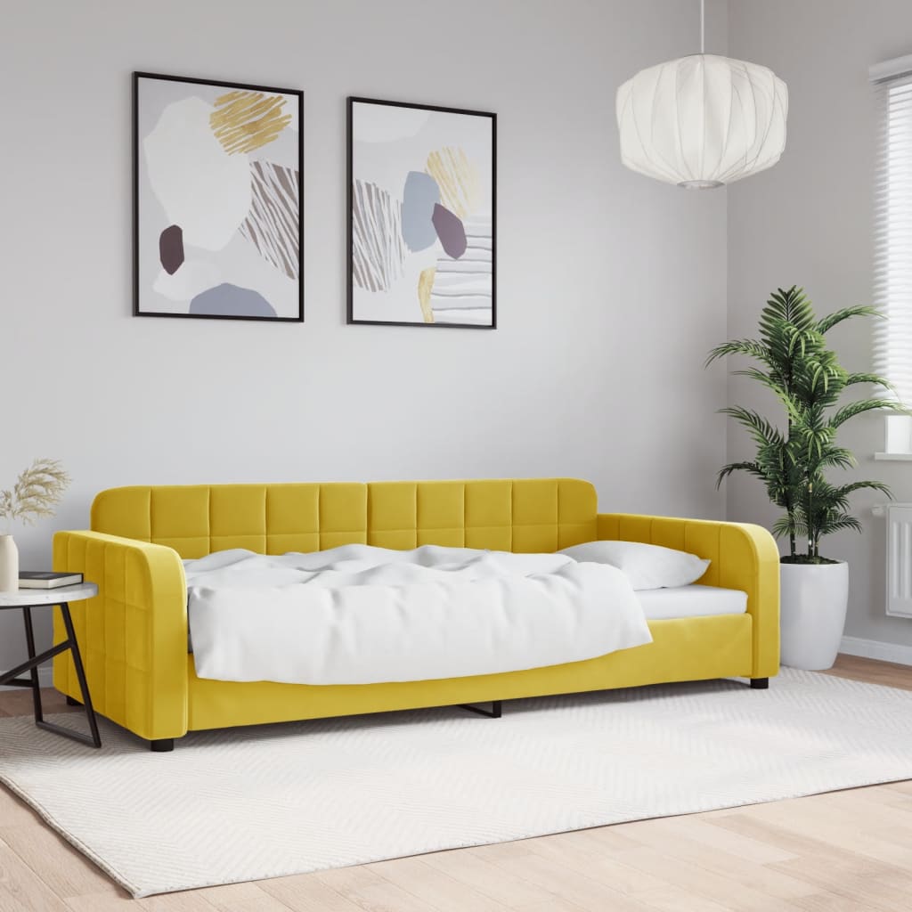 Letto da Giorno Giallo 90x200 cm in Velluto - homemem39