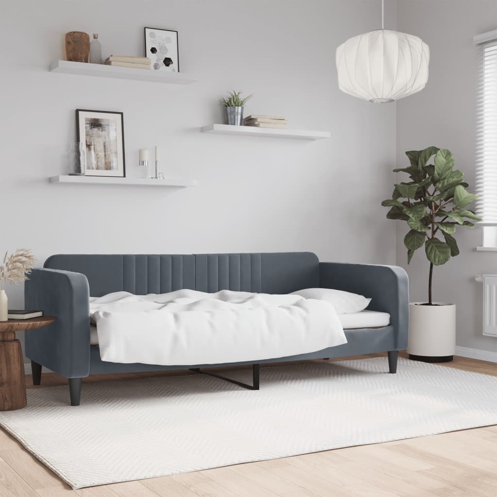 Letto da Giorno Grigio Scuro 80x200 cm in Velluto - homemem39