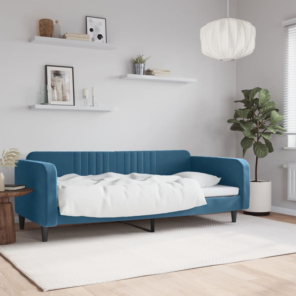 Letto da Giorno Blu 90x200 cm in Velluto - homemem39