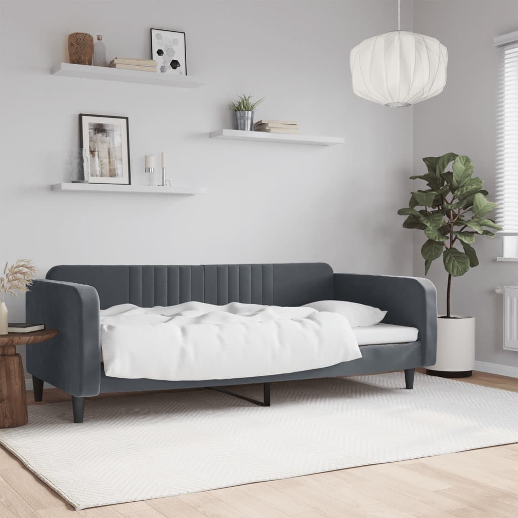 Letto da Giorno Grigio Scuro 90x200 cm in Velluto - homemem39