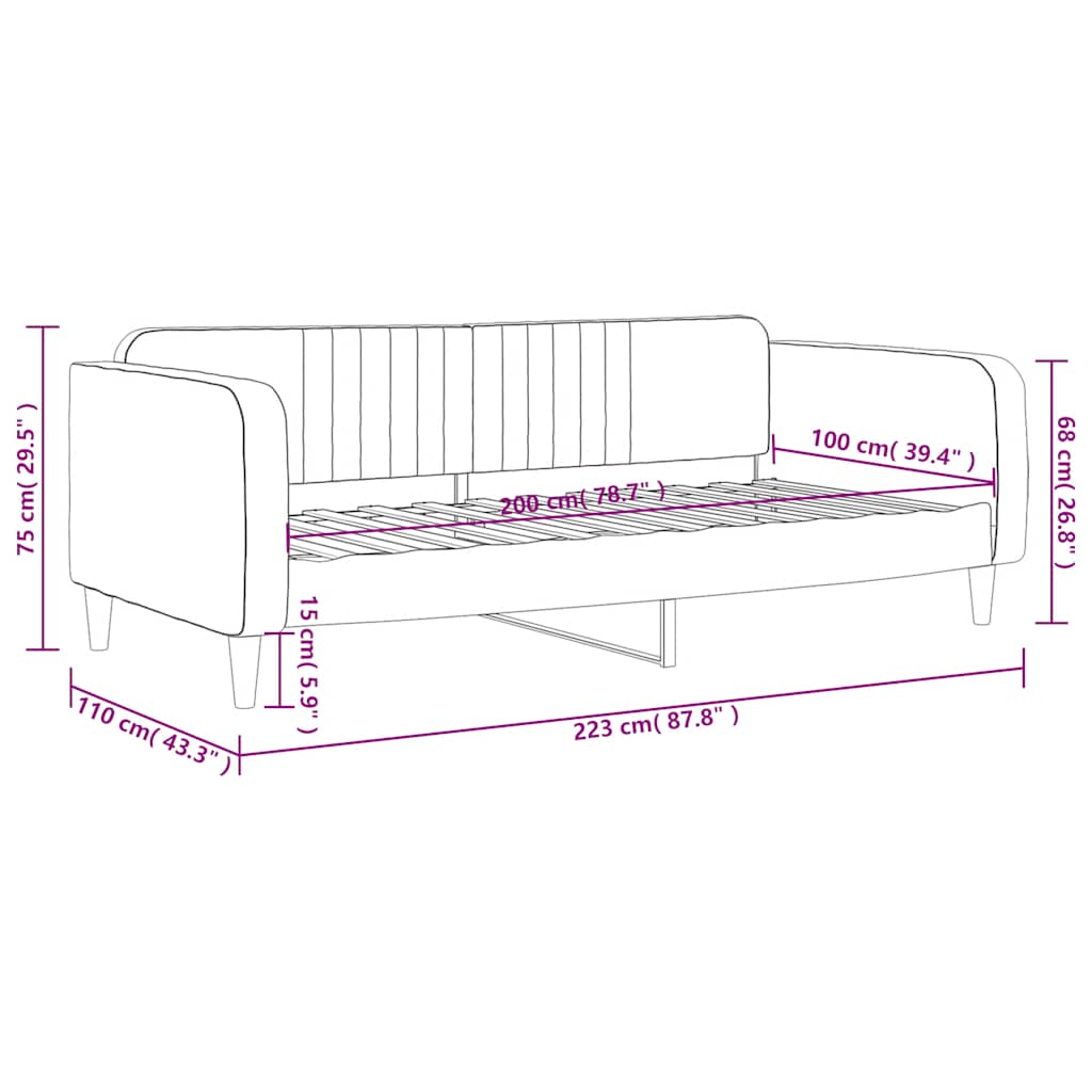 Letto da Giorno Blu 100x200 cm in Velluto | homemem39
