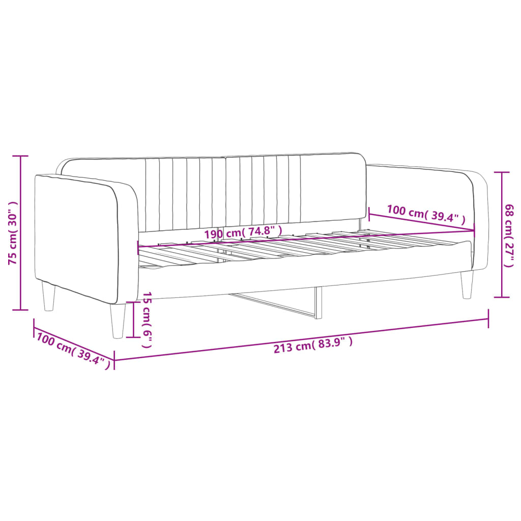 Letto da Giorno Grigio Chiaro 100x190 cm in Velluto | homemem39