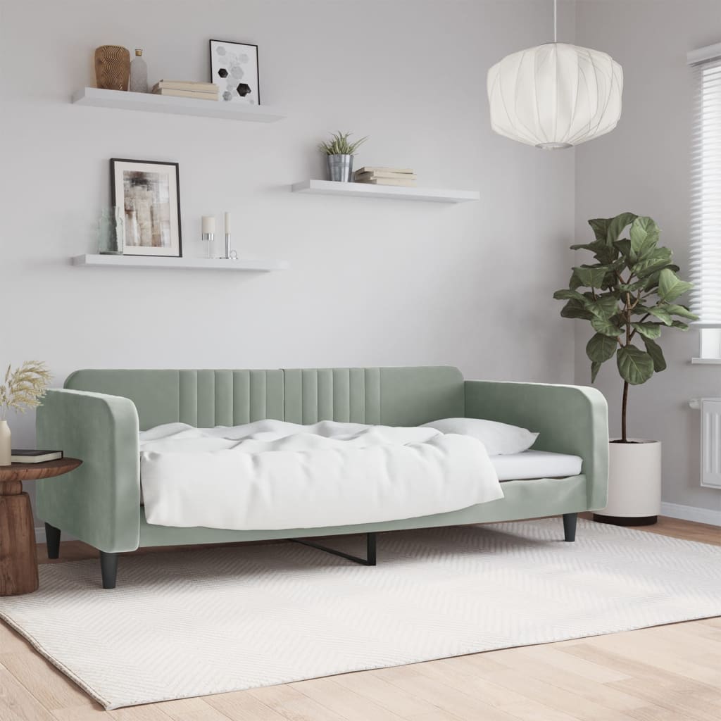 Letto da Giorno Grigio Chiaro 100x190 cm in Velluto | homemem39