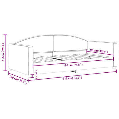 Letto da Giorno Grigio Chiaro 90x190 cm in Tessuto