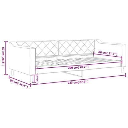 Letto da Giorno Grigio Chiaro 80x200 cm in Tessuto