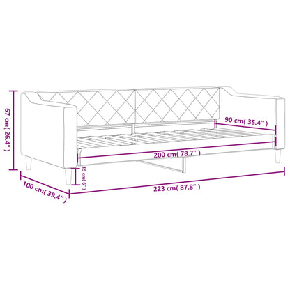 Letto da Giorno Grigio Chiaro 90x200 cm in Tessuto