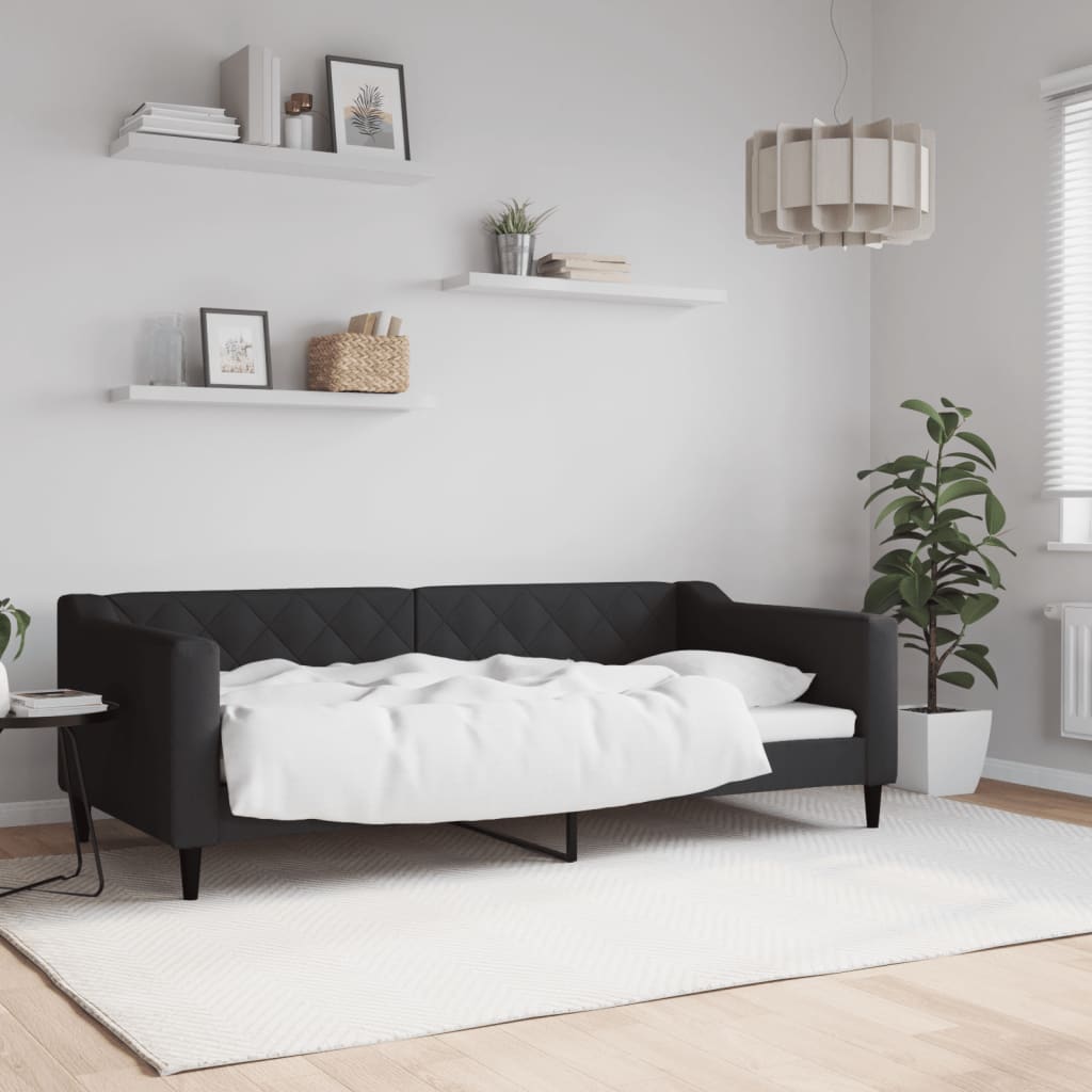 Letto da Giorno Nero 90x190 cm in Tessuto | homemem39