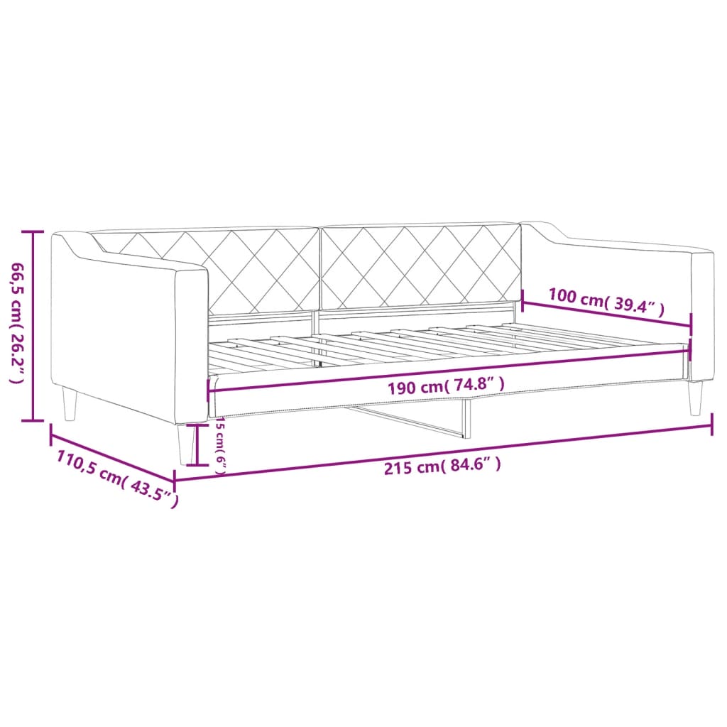 Letto da Giorno Grigio Scuro 100x190 cm in Tessuto | homemem39