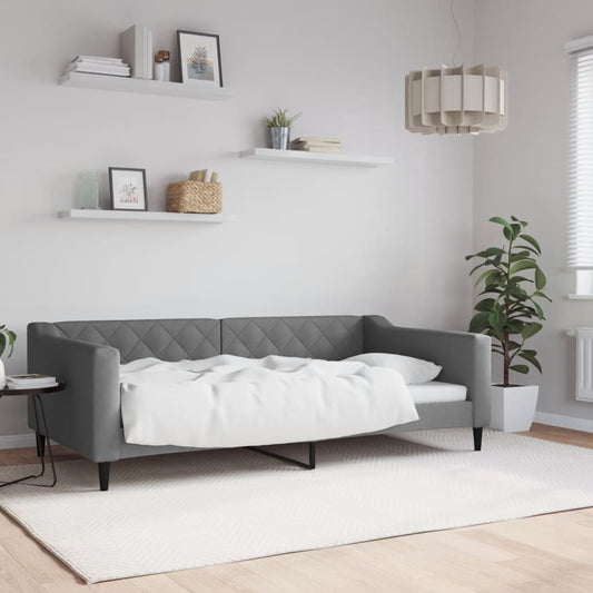 Letto da Giorno Grigio Scuro 100x190 cm in Tessuto | homemem39