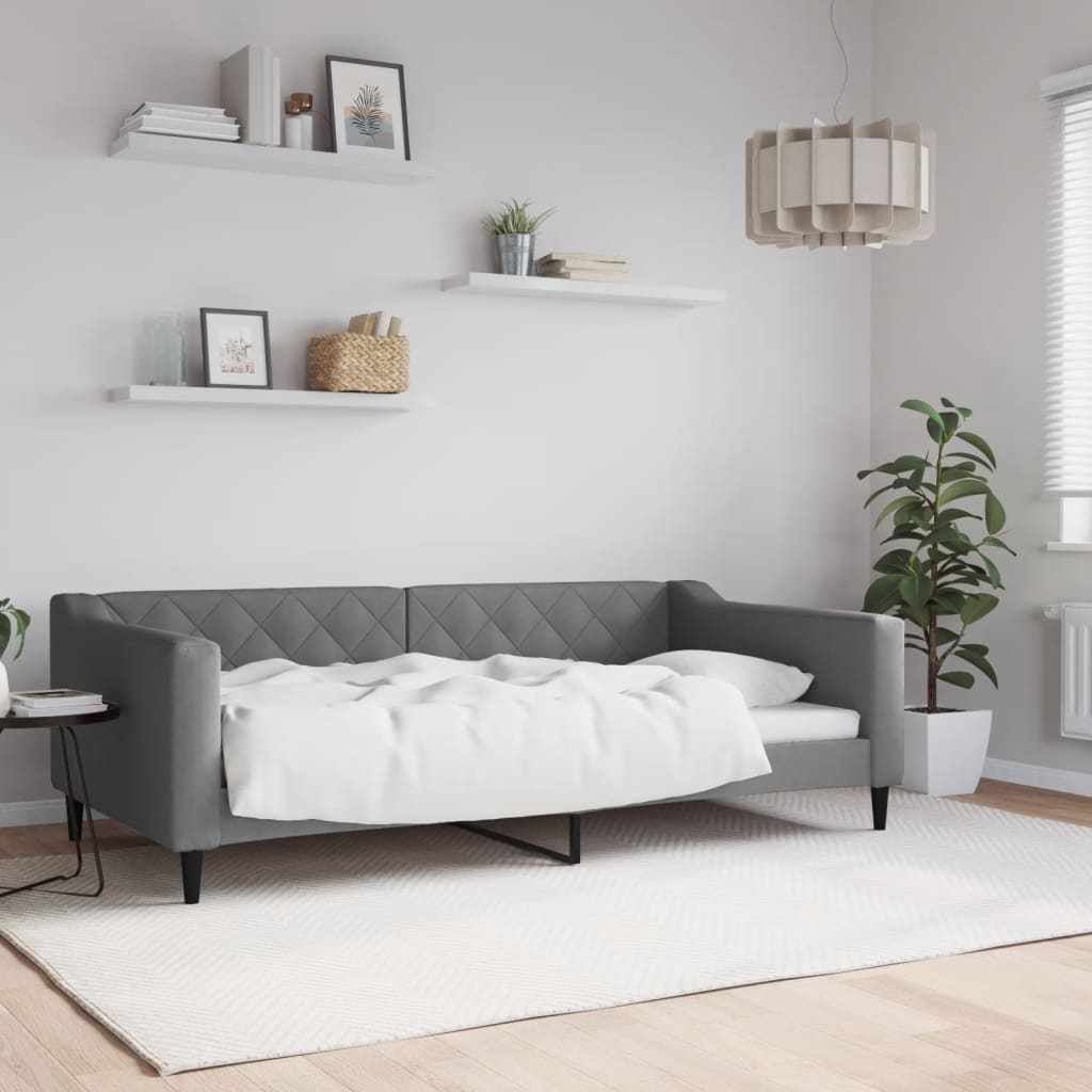 Letto da Giorno Grigio Scuro 100x190 cm in Tessuto