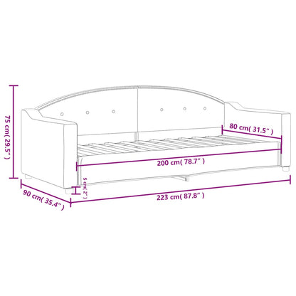 Letto da Giorno Grigio Scuro 80x200 cm in Tessuto