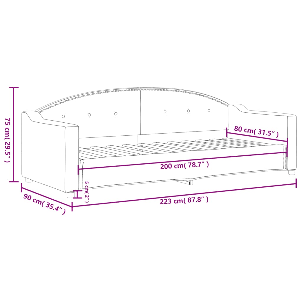 Letto da Giorno Tortora 80x200 cm in Tessuto