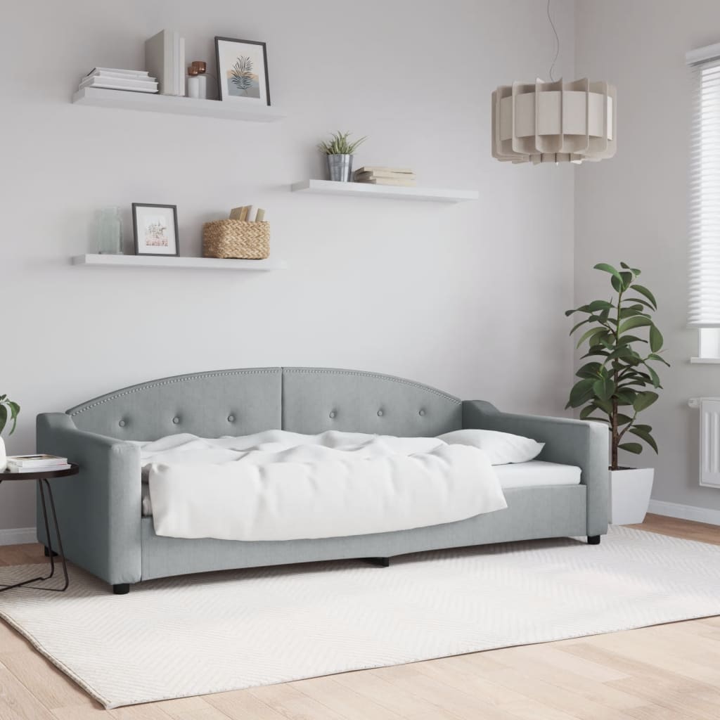 Letto da Giorno Grigio Chiaro 90x200 cm in Tessuto - homemem39