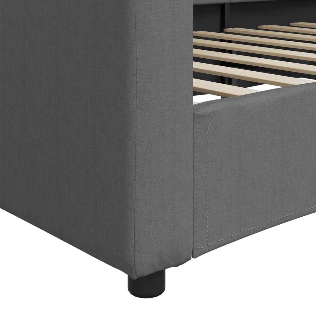 Letto da Giorno Grigio 90x200 cm in Tessuto