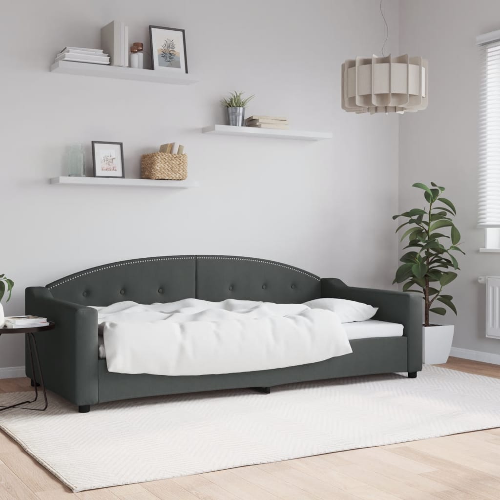 Letto da Giorno Grigio 90x200 cm in Tessuto - homemem39