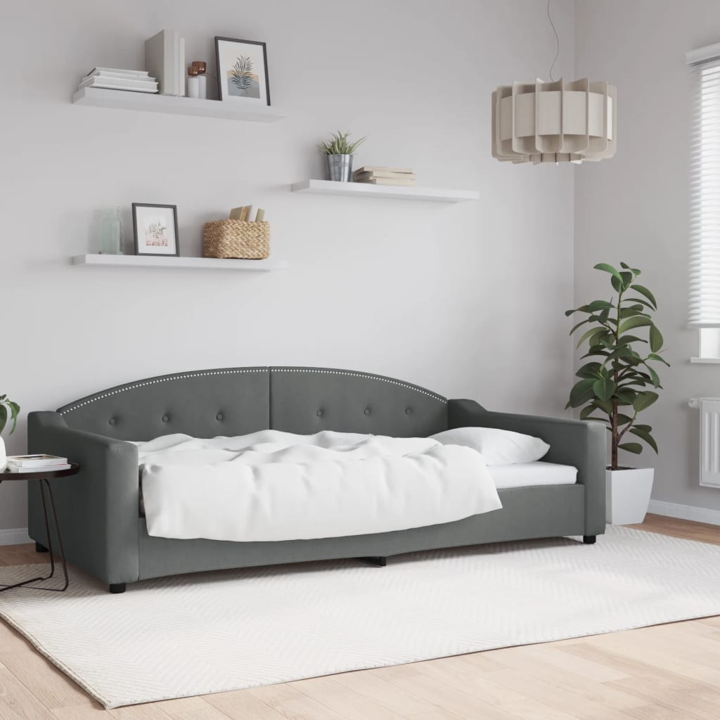 Letto da Giorno Grigio Scuro 100x200 cm in Tessuto - homemem39