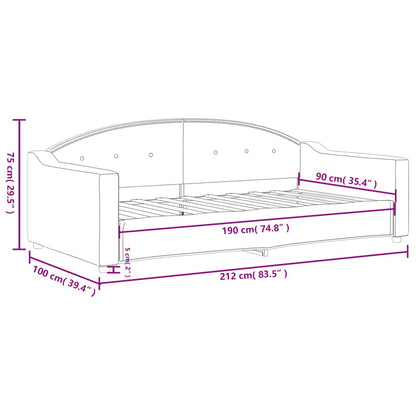 Letto da Giorno Grigio Chiaro 90x190 cm in Tessuto