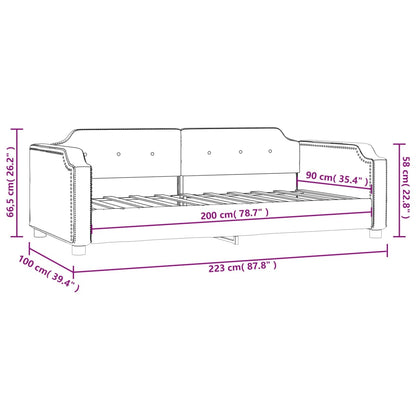 Letto da Giorno Grigio Chiaro 90x200 cm in Tessuto