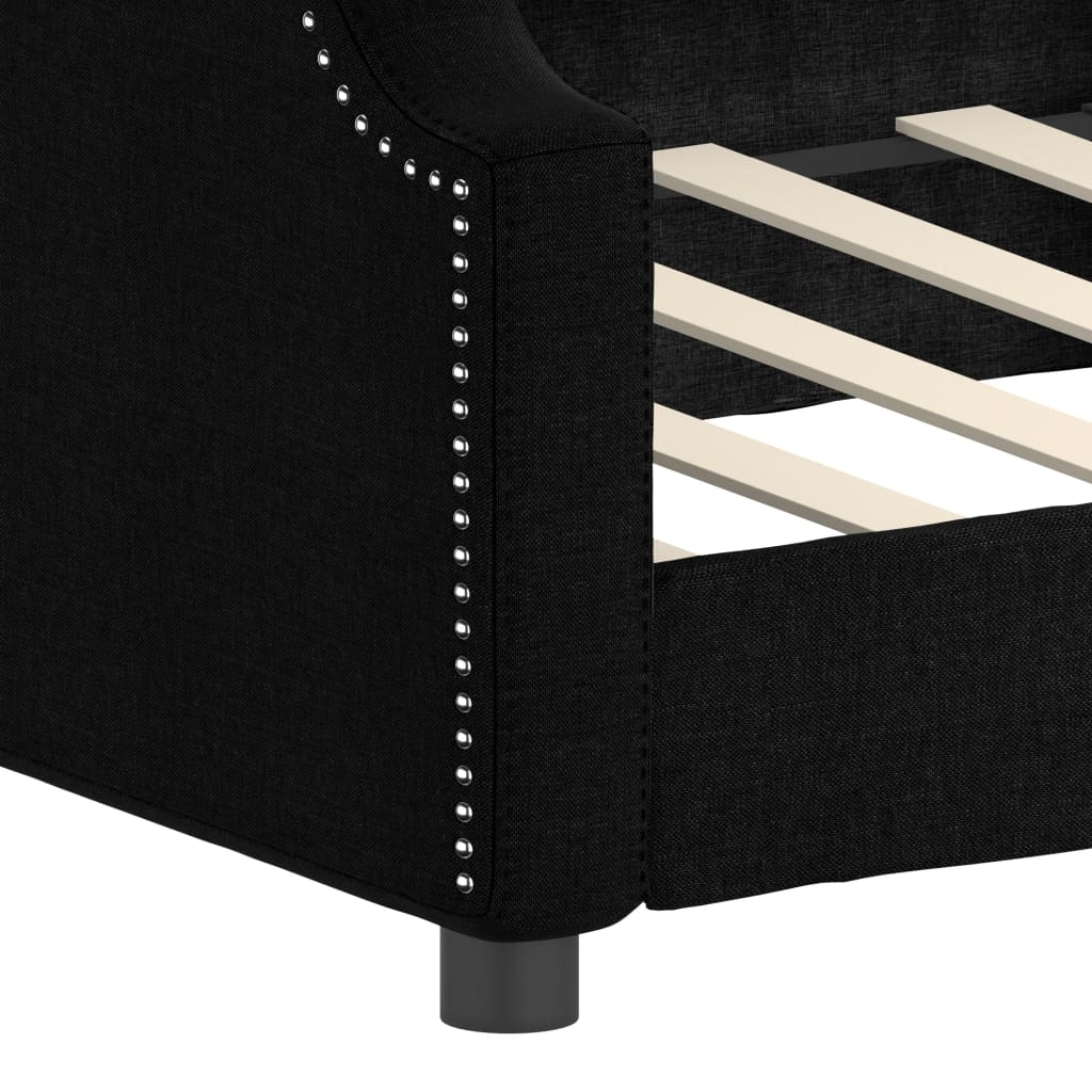 Letto da Giorno Nero 100x200 cm in Tessuto