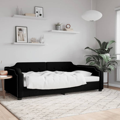 Letto da Giorno Nero 90x190 cm in Tessuto