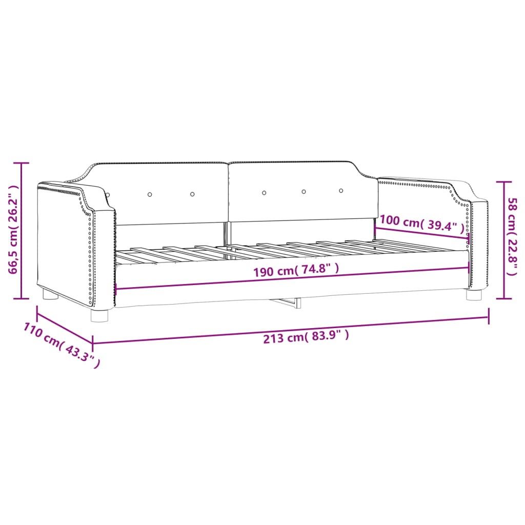 Letto da Giorno Grigio Chiaro 100x190 cm in Tessuto | homemem39