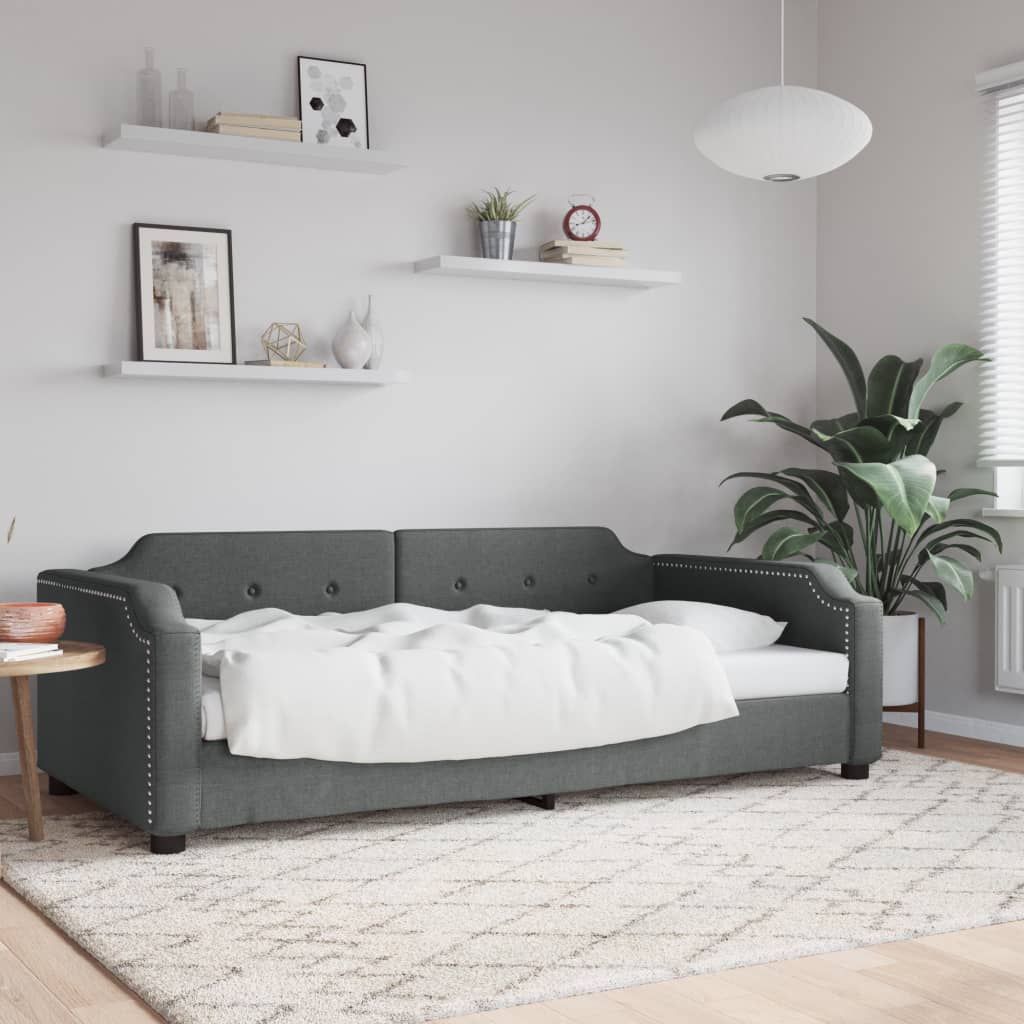 Letto da Giorno Grigio Scuro 100x190 cm in Tessuto | homemem39