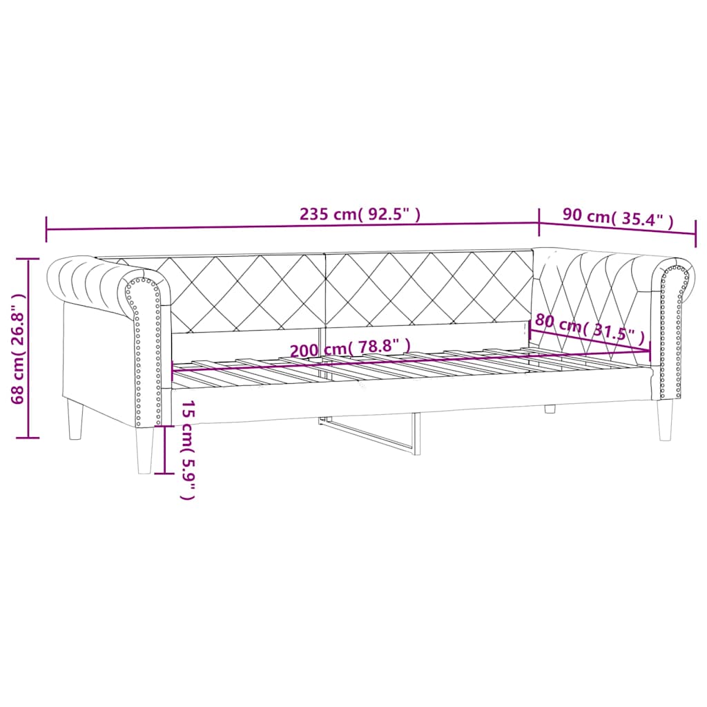 Letto da Giorno Cappuccino 80x200 cm in Similpelle | homemem39
