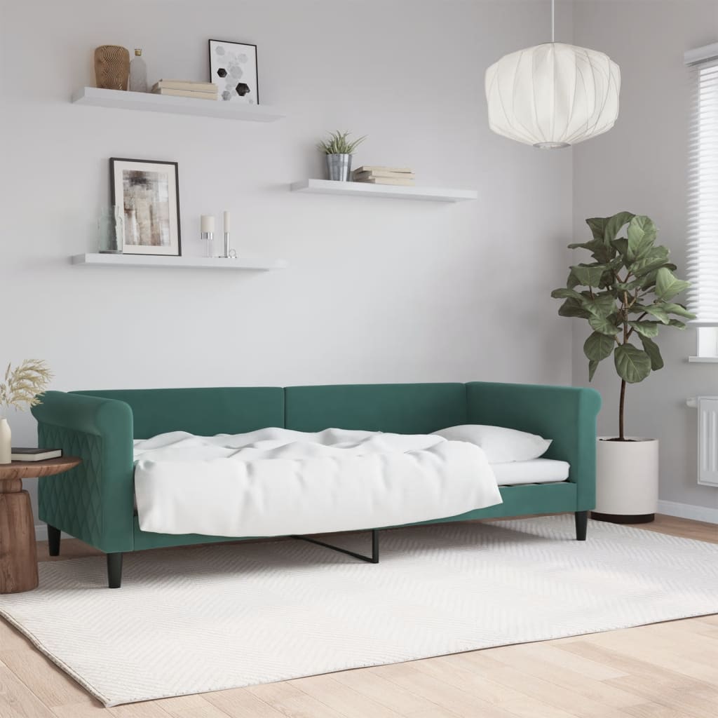 Letto da Giorno Verde Scuro 80x200 cm in Velluto - homemem39