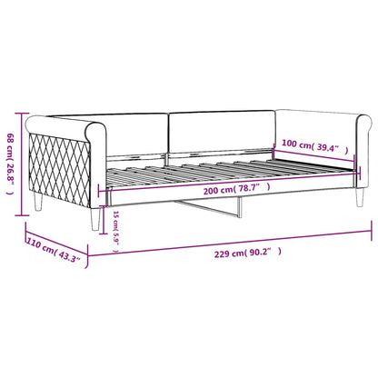 Letto da Giorno Grigio Chiaro 100x200 cm in Velluto | homemem39